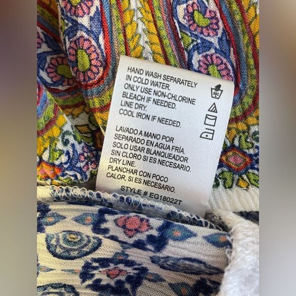 Patrons of Peace Floral Embroidered High Low Ruffle Hem Sleeveless Blouse M - Picture 7 of 7